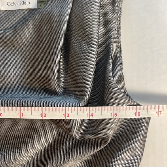 Calvin Klein Silver Metallic Sleeveless Sheath Dress Button Details Pleated 4 - Picture 13 of 14
